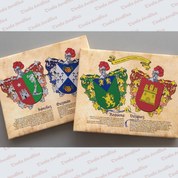 Lienzos heráldicos con 2 apellidos y personalizado