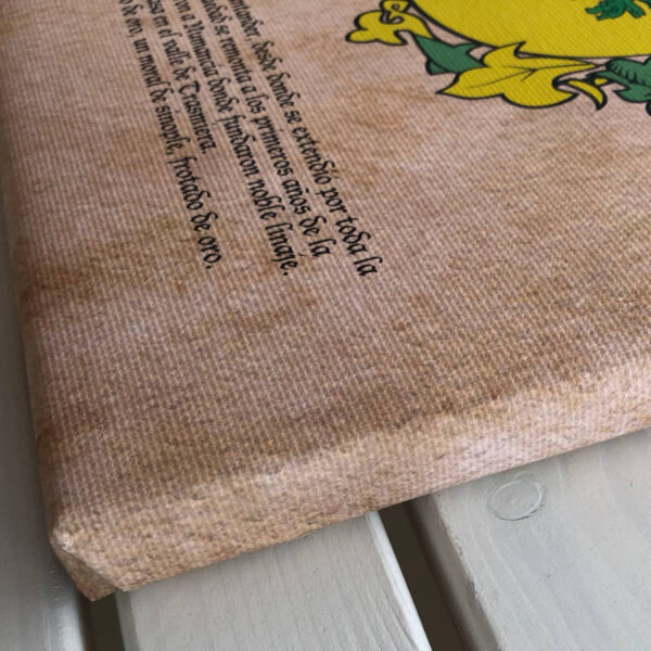 Detalle del lomo del lienzo heráldico