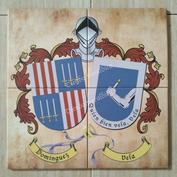 Azulejo con dos escudos heráldicos