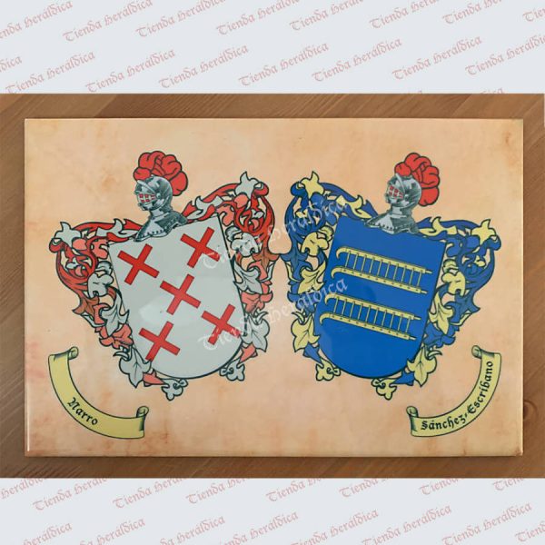 Azulejo con dos escudos heráldicos