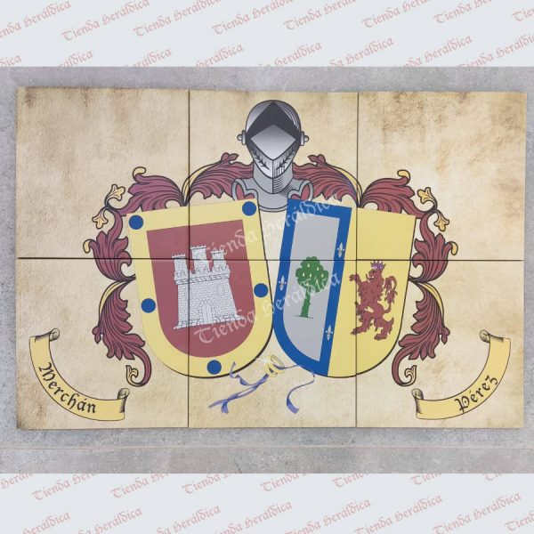 Azulejo con dos escudos heráldicos
