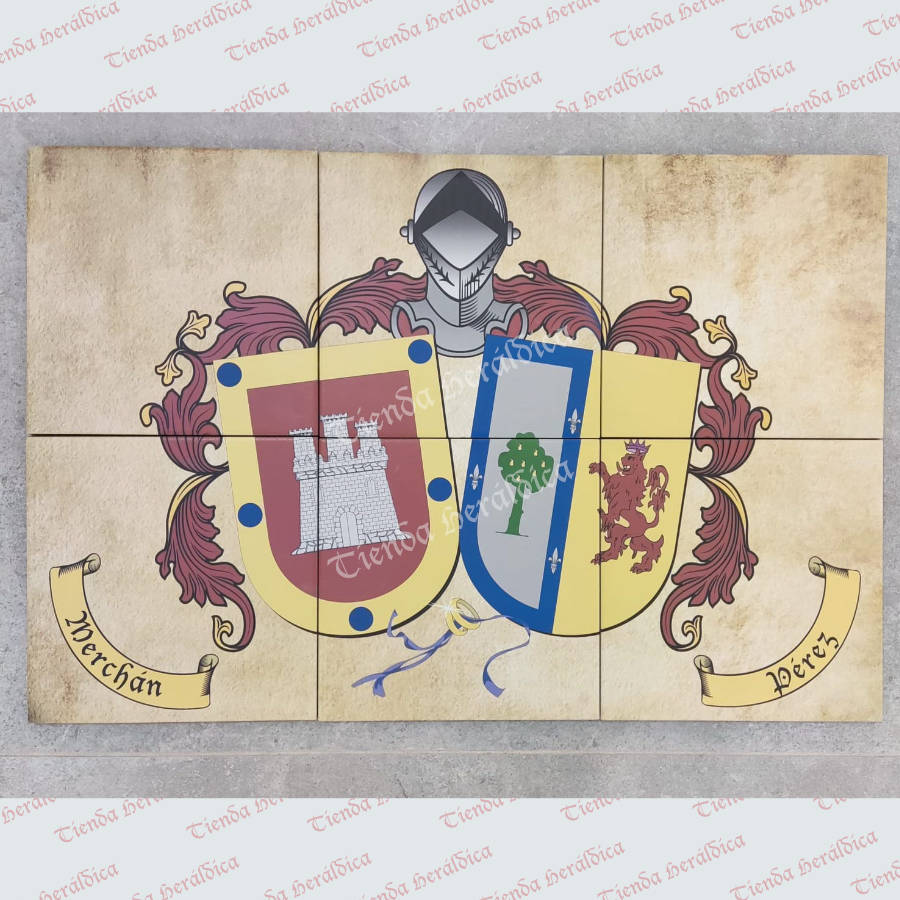 Azulejo con dos escudos heráldicos