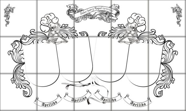 Azulejo con cuatro escudos heráldicos