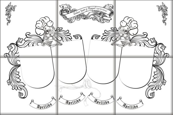 Azulejo con cuatro escudos heráldicos