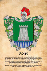 Escudo heráldico del apellido ACERO