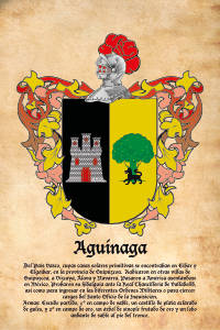 Escudo heráldico del apellido AGUINAGA