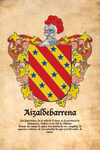 Escudo heráldico del apellido AIZALDEBARRENA