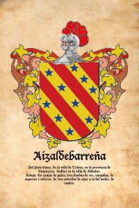 Escudo heráldico del apellido AIZALDEBARREÑA