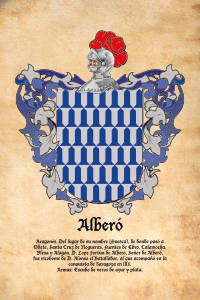 Escudo heráldico del apellido ALBERO