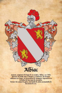 Escudo heráldico del apellido ALBIAC