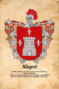 Escudo heráldico del apellido ALEGRET