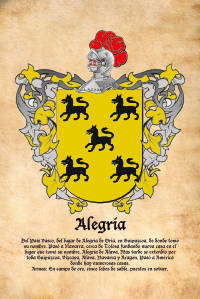 Escudo heráldico del apellido ALEGRIA