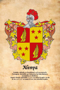 Escudo heráldico del apellido ALENYA