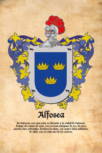 Escudo heráldico del apellido Alfosea