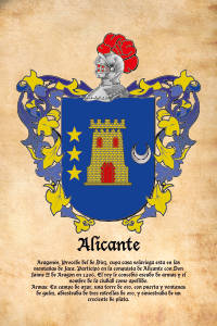 Escudo heráldico del apellido ALICANTE