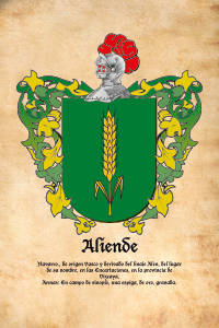 Escudo heráldico del apellido ALIENDE