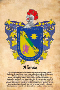Escudo heráldico del apellido ALONSO