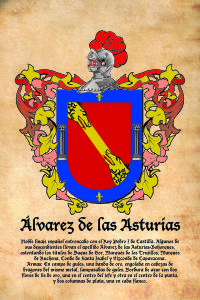 Escudo heráldico del apellido ALVAREZ DE LAS ASTURIAS BOHORQUES