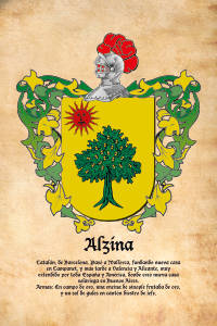 Escudo heráldico del apellido ALZINA