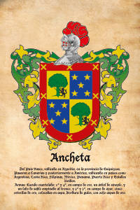 Escudo heráldico del apellido ANCHETA