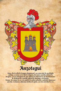 Escudo heráldico del apellido ANZOTEGUI