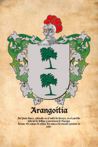 Escudo heráldico del apellido ARANGOITIA
