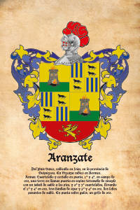 Escudo heráldico del apellido ARANZATE