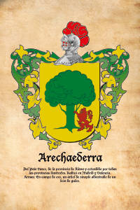 Escudo heráldico del apellido ARECHAEDERRA