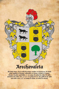 Escudo heráldico del apellido ARECHAVALETA