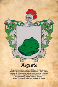 Escudo heráldico del apellido ARGENTE