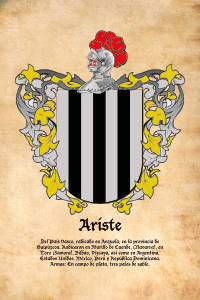 Escudo heráldico del apellido ARISTE