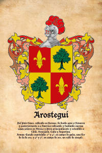 Escudo heráldico del apellido AROSTEGUI