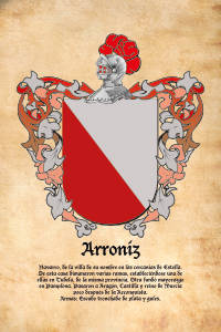 Escudo heráldico del apellido ARRONIZ