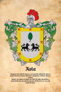 Escudo heráldico del apellido ASTA