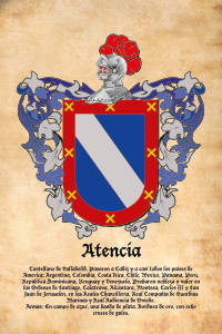 Escudo heráldico del apellido ATENCIA