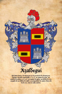 Escudo heráldico del apellido AZALDEGUI