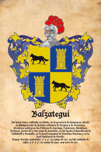 Escudo heráldico del apellido BALZATEGUI