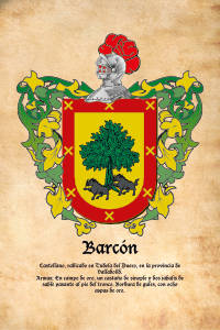 Escudo heráldico del apellido Barcón