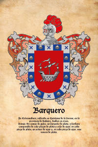 Escudo heráldico del apellido BARQUERO