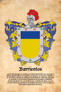 Escudo heráldico del apellido BARRIENTOS