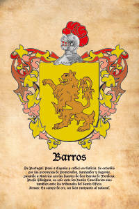 Escudo heráldico del apellido BARROS