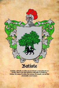 Escudo heráldico del apellido BATISTE