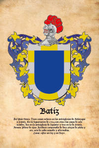 Escudo heráldico del apellido BATIZ