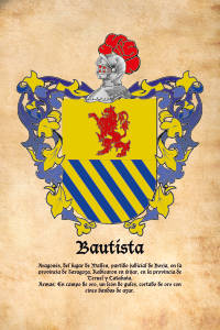 Escudo heráldico del apellido BAUTISTA