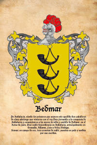 Escudo heráldico del apellido BEDMAR