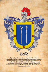 Escudo heráldico del apellido BELLO