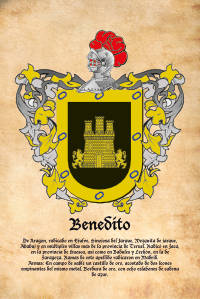 Escudo heráldico del apellido BENEDITO