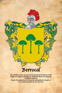 Escudo heráldico del apellido BERROCAL