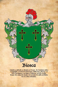 Escudo heráldico del apellido BIOSCA