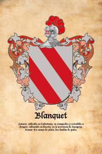 Escudo heráldico del apellido BLANQUET